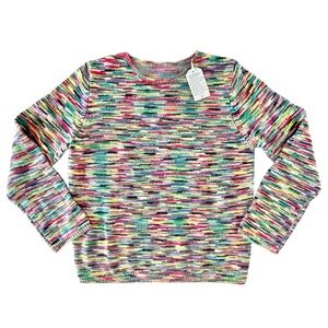 NWT Rainbow Striped Design Crew Neck Sweater Size L